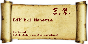 Bükki Nanetta névjegykártya